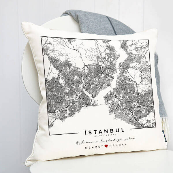 Aşkımızın Şehri Haritalı Yastık