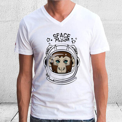 Astronaut Monkey Tasarım Tişört - Thumbnail