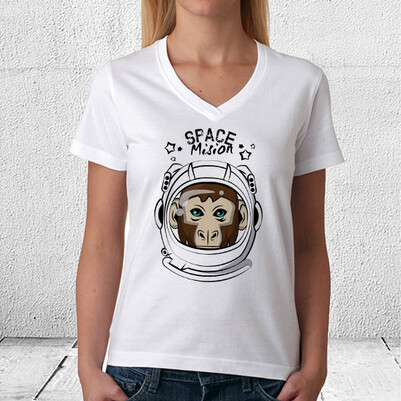 Astronaut Monkey Tasarım Tişört - Thumbnail