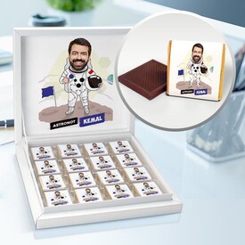 Astronot Erkek Karikatürlü Çikolata Kutusu - Thumbnail