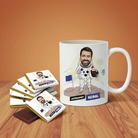  - Astronot Karikatürlü Kupa ve Çikolata