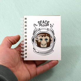 Astronot Maymun Tasarım Hediyelik Not Defteri - Thumbnail
