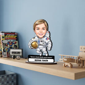 Astronot Temalı Erkek Çocuk Karikatürlü Biblo - Thumbnail