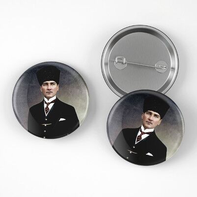 Atatürk Resimli Buton Rozet - Thumbnail