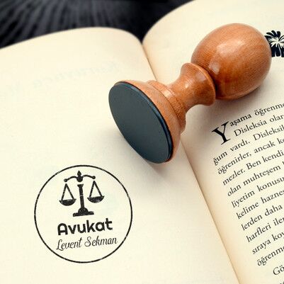 Avukat İçin Ahşap Mühür Seti - Thumbnail