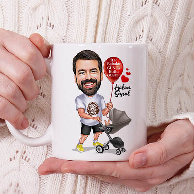  - Babama İlk Komik Hediyem Karikatürlü Bardak