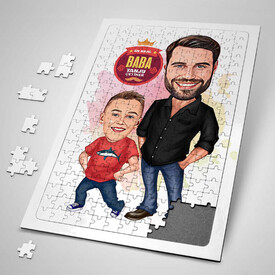  - Babasını Çok Seven Erkek Çocuk Karikatürlü Puzzle