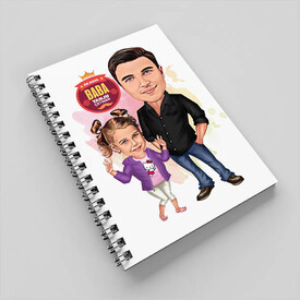 Babasını Çok Seven Kız Çocuk Karikatürlü Defter - Thumbnail