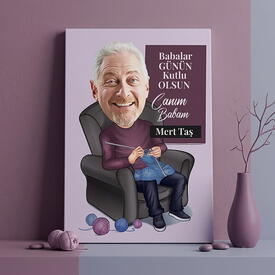  - Babaya Özel Karikatürlü Esprili Kanvas Tablo