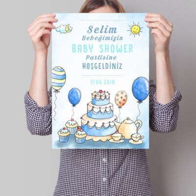 Baby Shower Posteri Yaş Pasta Temalı - Thumbnail