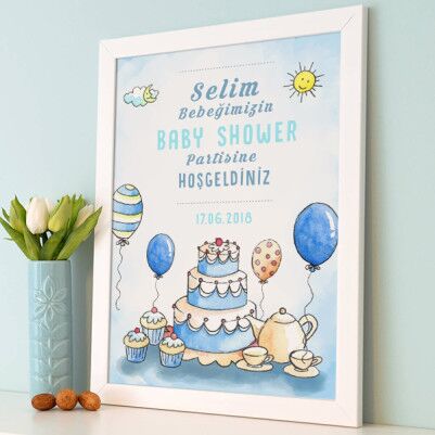 Baby Shower Posteri Yaş Pasta Temalı - Thumbnail