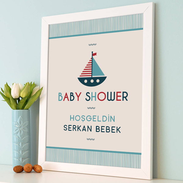 Baby Shower Posteri Yelkenli Gemi Temalı