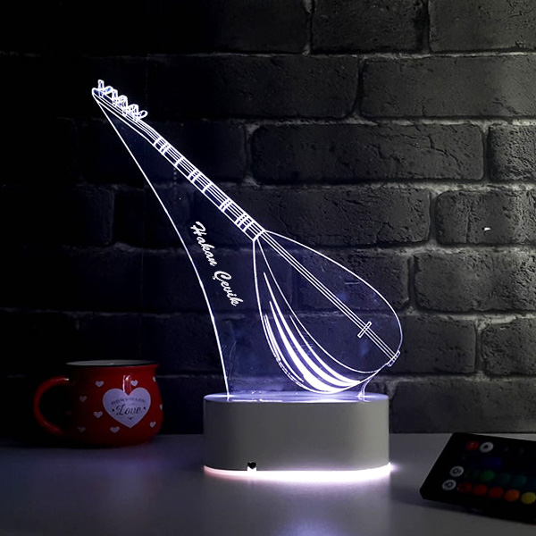 Bağlama Saz Temalı 3D LED Lamba