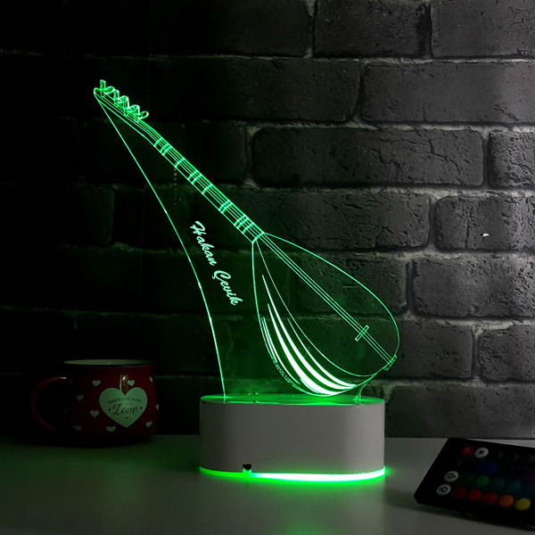 Bağlama Saz Temalı 3D LED Lamba