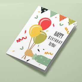  - Balon Desenli Happy Birthday Tebrik Kartı