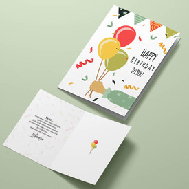Balon Desenli Happy Birthday Tebrik Kartı - Thumbnail