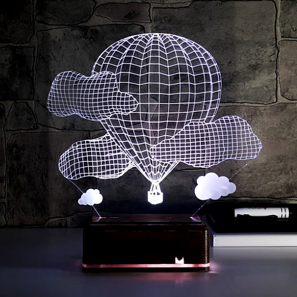 Balon ve Bulutlar 3D Led Lamba