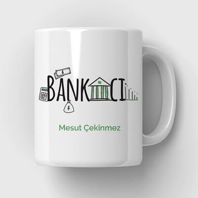 Bankacılara İsme Özel Tasarım Bardak - Thumbnail