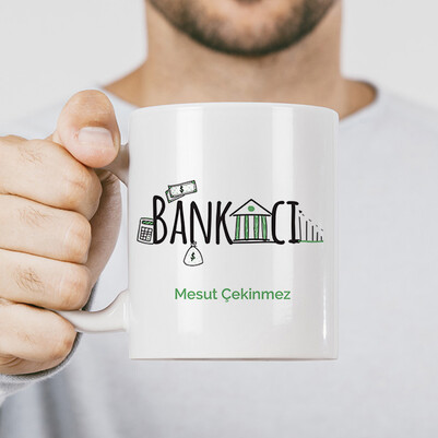 Bankacılara İsme Özel Tasarım Bardak - Thumbnail