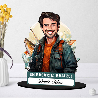  - Kişiye Özel Erkek Balıkçıya Hediye Karikatürlü Biblo