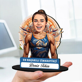 Kişiye Özel Kadın Jimnastikçiye Hediye Karikatürlü Biblo - Thumbnail