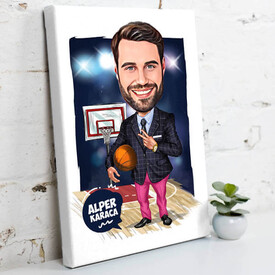 Basket Koçu Erkek Karikatürlü Kanvas Tablo - Thumbnail