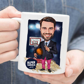 Basket Koçu Erkek Karikatürlü Kupa Bardak - Thumbnail