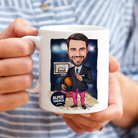 Basket Koçu Erkek Karikatürlü Kupa Bardak - Thumbnail