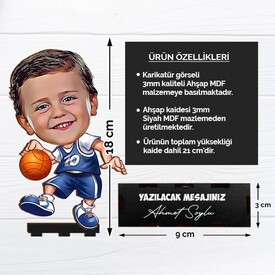 Basketbol Oyuncusu Çocuk Karikatürlü Biblo - Thumbnail