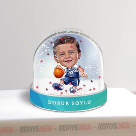 Basketbolcu Çocuk Karikatürlü Kar Küresi - Thumbnail