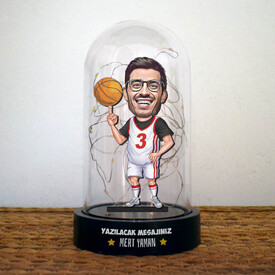 Basketbolcu Karikatürlü Işıklı Fanus Biblo - Thumbnail