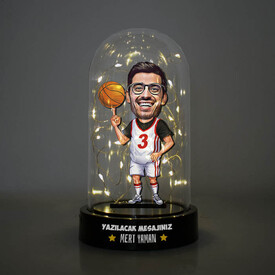 Basketbolcu Karikatürlü Işıklı Fanus Biblo - Thumbnail