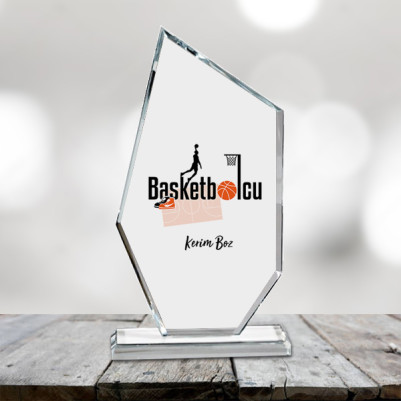 Basketbolculara Özel Kristal Cam Ödül - Thumbnail