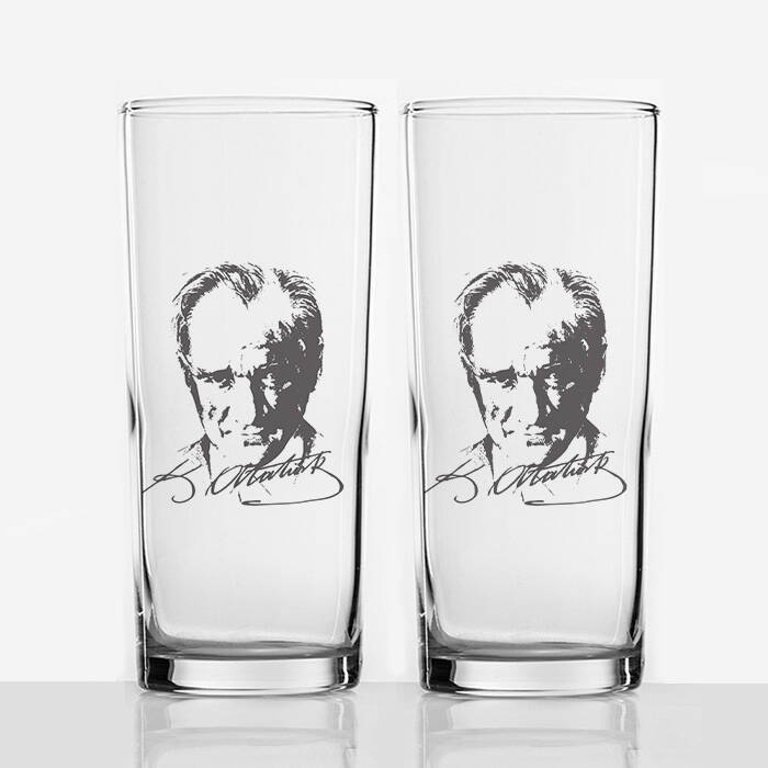 Baskılı Atatürk Tasarımlı 2li Rakı Bardağı