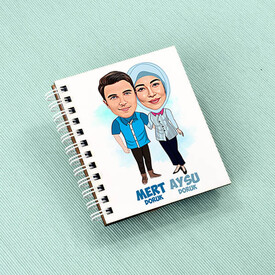 Başörtülü Aşkım Karikatürlü Defter - Thumbnail