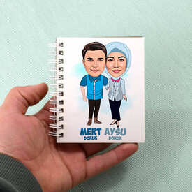 Başörtülü Aşkım Karikatürlü Defter - Thumbnail