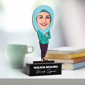 Başörtülü Eşe Hediye Karikatürlü Biblo - Thumbnail