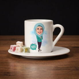  - Başörtülü Eşe Hediye Karikatürlü Kahve Fincanı