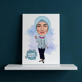  - Başörtülü Hanımlar İçin Hediyelik Karikatürlü Tablo