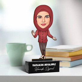 Başörtülü Hanımlara Özel Karikatürlü Biblo - Thumbnail