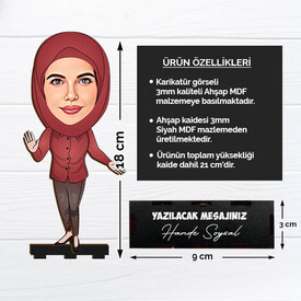 Başörtülü Hanımlara Özel Karikatürlü Biblo - Thumbnail