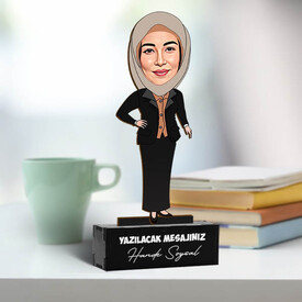 Başörtülü Kadın Karikatürlü Biblo - Thumbnail