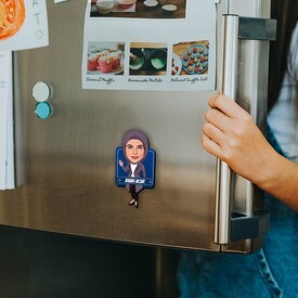 Başörtülü Kadın Karikatürlü Buzdolabı Magneti - Thumbnail