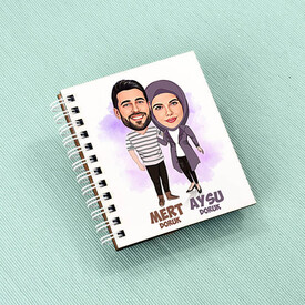 Başörtülü Sevgilim Karikatürlü Defter - Thumbnail