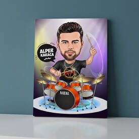 - Baterist Erkek Karikatürlü Kanvas Tablo