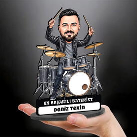  - Baterist Müzisyen Erkek Karikatürlü Biblo