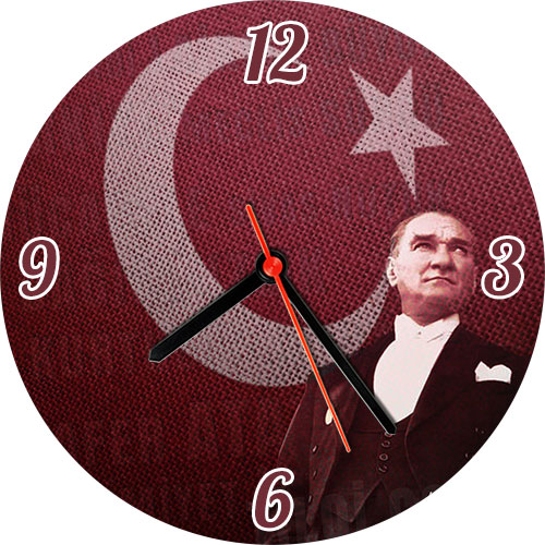 Bayrak ve Atatürk Resimli Duvar Saati
