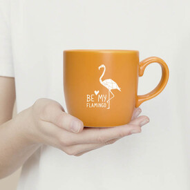 Be My Flamingo Turuncu Kupa Bardak - Thumbnail
