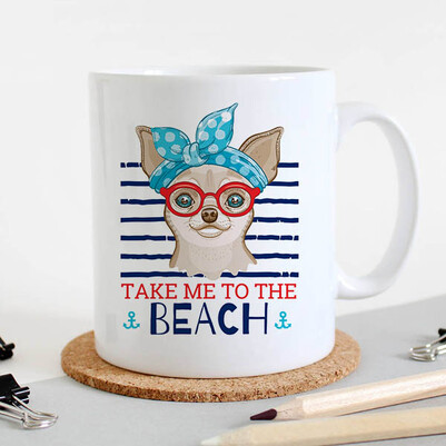 Beach Dog Tasarım Kupa Bardak - Thumbnail