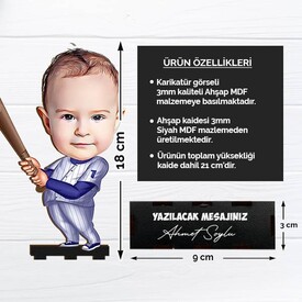 Beyzbol Oyuncusu Çocuk Karikatürlü Biblo - Thumbnail